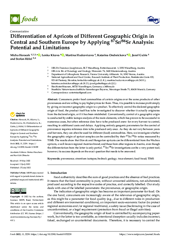 (PDF) Differentiation of Apricots of Different Geographic Origin in ...