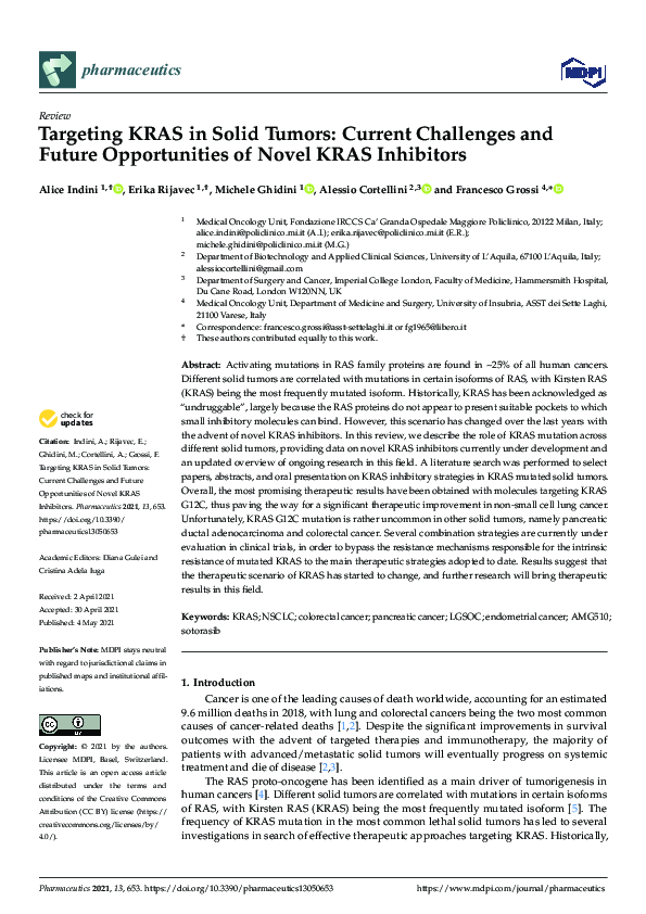 (PDF) Targeting KRAS in Solid Tumors: Current Challenges and Future ...