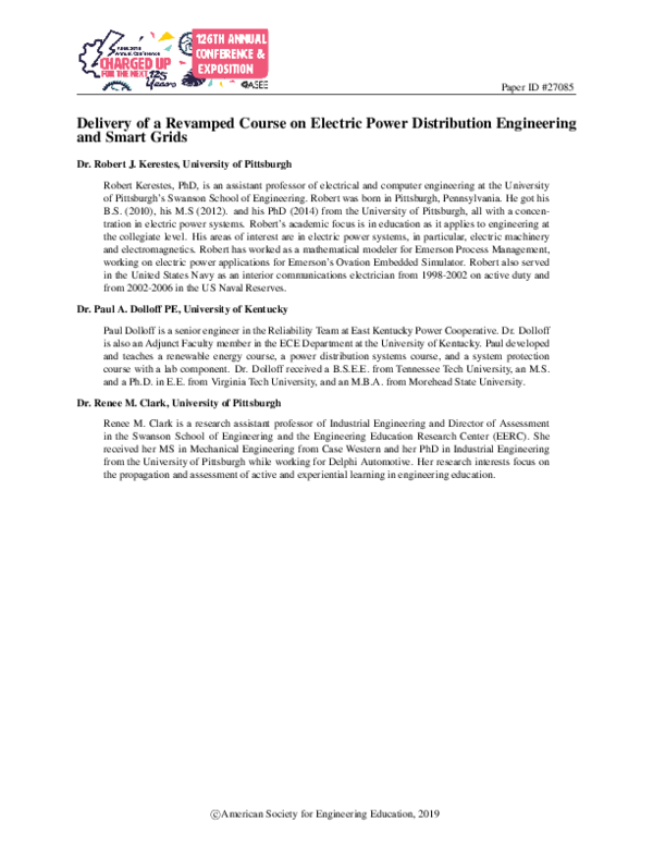 (PDF) Delivery of a Revamped Course on Electric Power Distribution ...