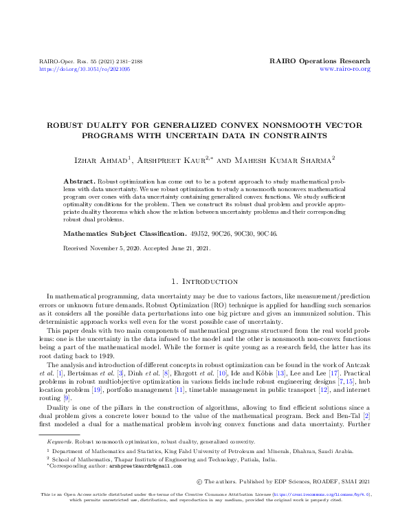 (PDF) Robust duality for generalized convex nonsmooth vector programs ...