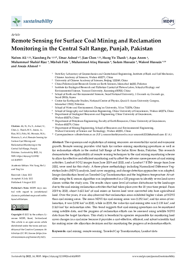 (PDF) Remote Sensing for Surface Coal Mining and Reclamation Monitoring ...