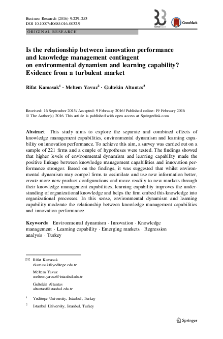 (PDF) Is the relationship between innovation performance and knowledge ...