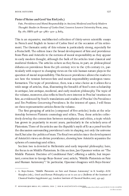 (PDF) Fate, Providence and Moral Responsibility in Ancient, Medieval ...