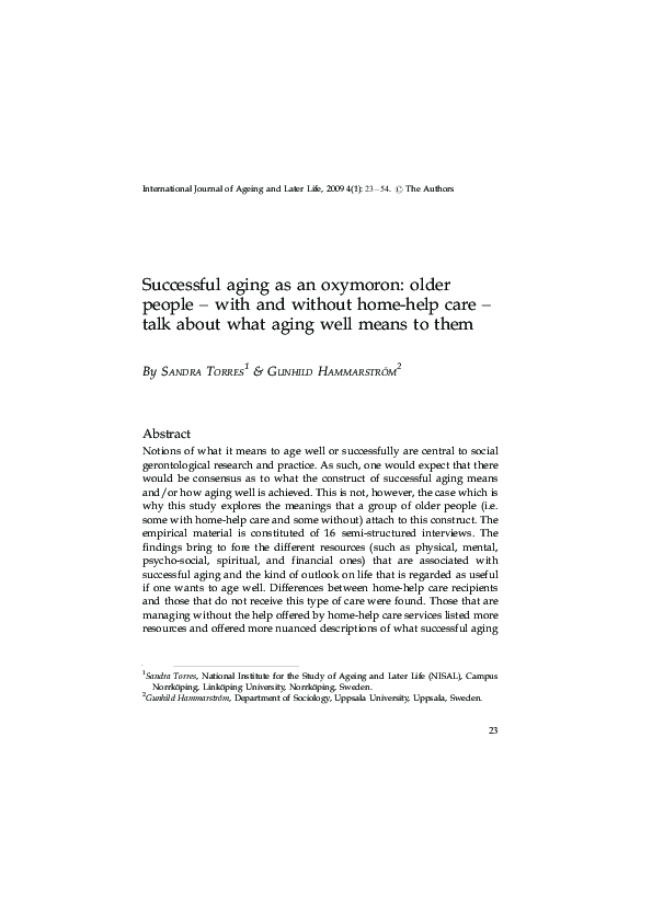 (PDF) Successful aging as an oxymoron: older people - with and without ...