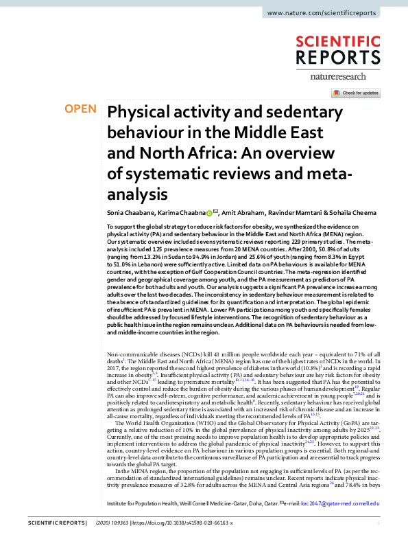 (PDF) Physical activity and sedentary behaviour in the Middle East and ...