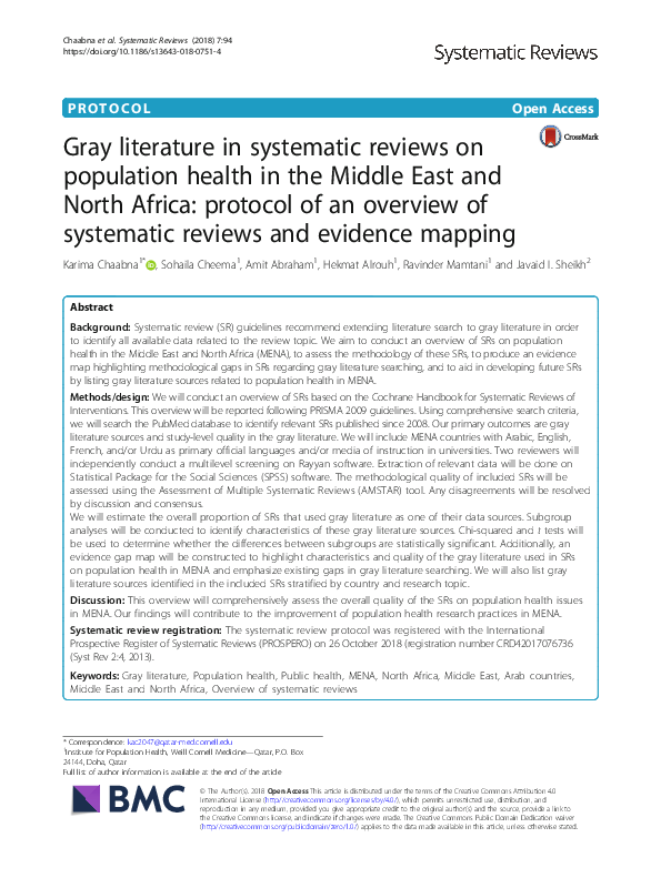 (PDF) Gray literature in systematic reviews on population health in the ...