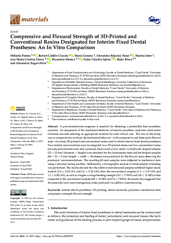 (PDF) Compressive and Flexural Strength of 3D-Printed and Conventional ...