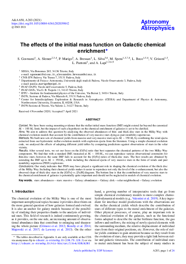 (PDF) The effects of the initial mass function on Galactic chemical ...