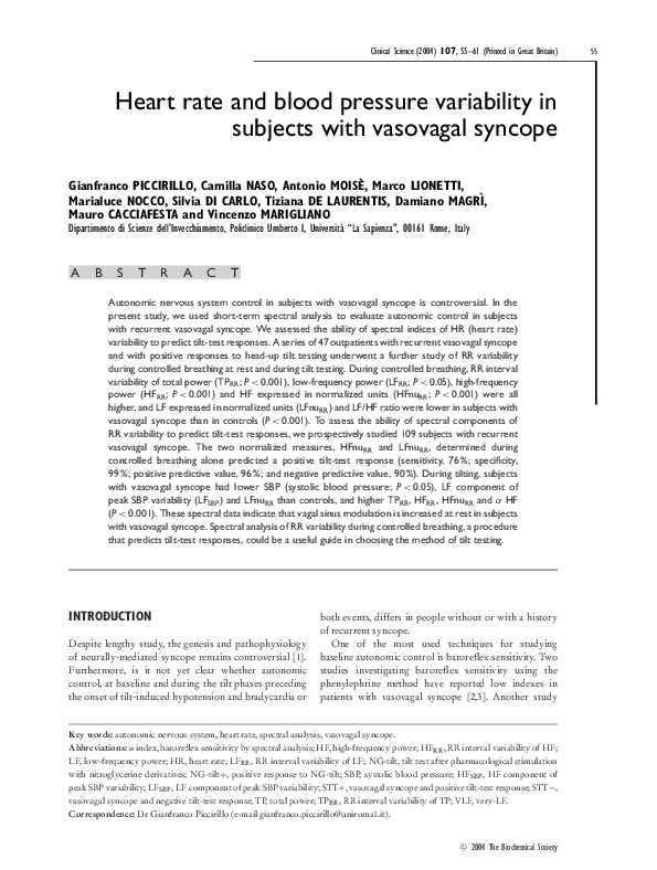 (PDF) Heart rate and blood pressure variability in subjects with ...