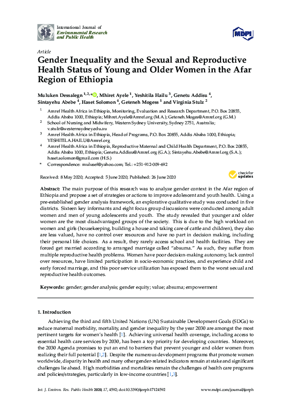 (PDF) Gender Inequality and the Sexual and Reproductive Health Status ...