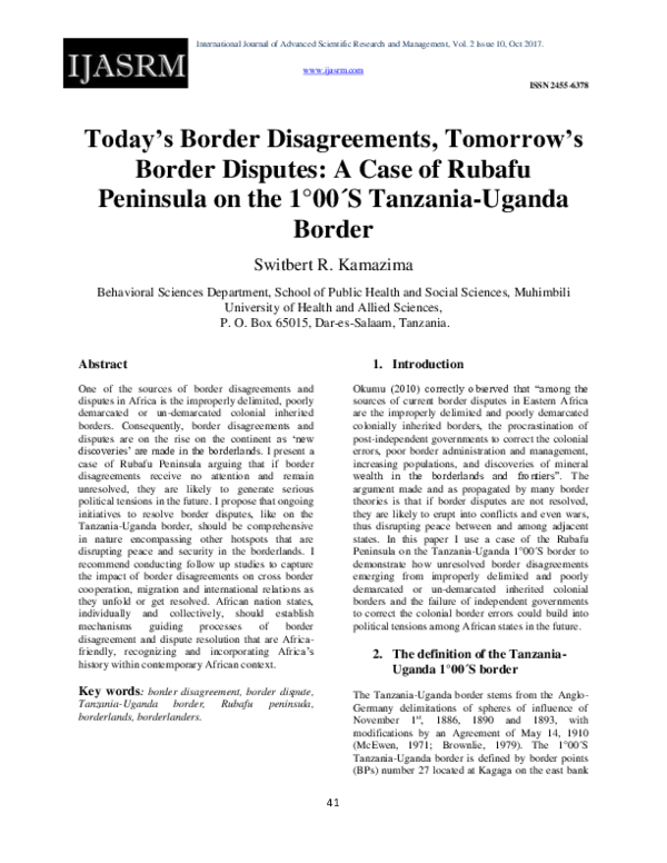 (PDF) Today's Border Disagreements, Tomorrow's Border Disputes: A Case ...