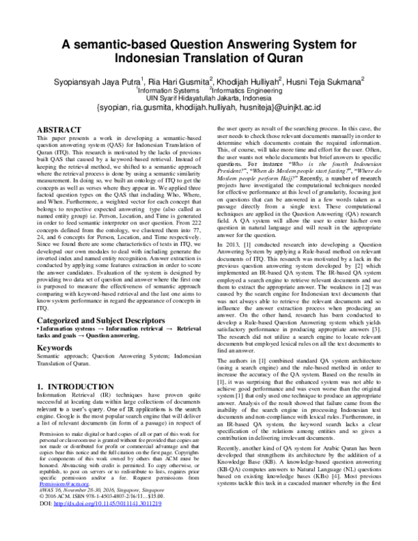 (PDF) A semantic-based question answering system for indonesian ...