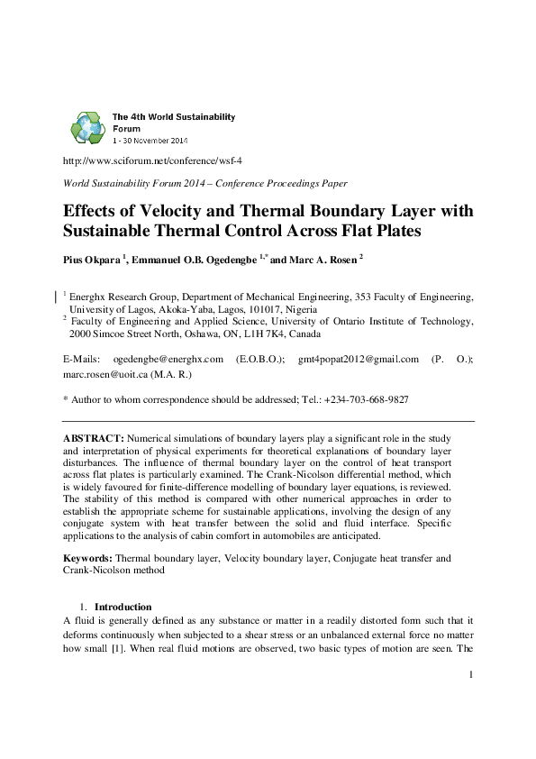 (PDF) Effects of Velocity and Thermal Boundary Layer with Sustainable ...