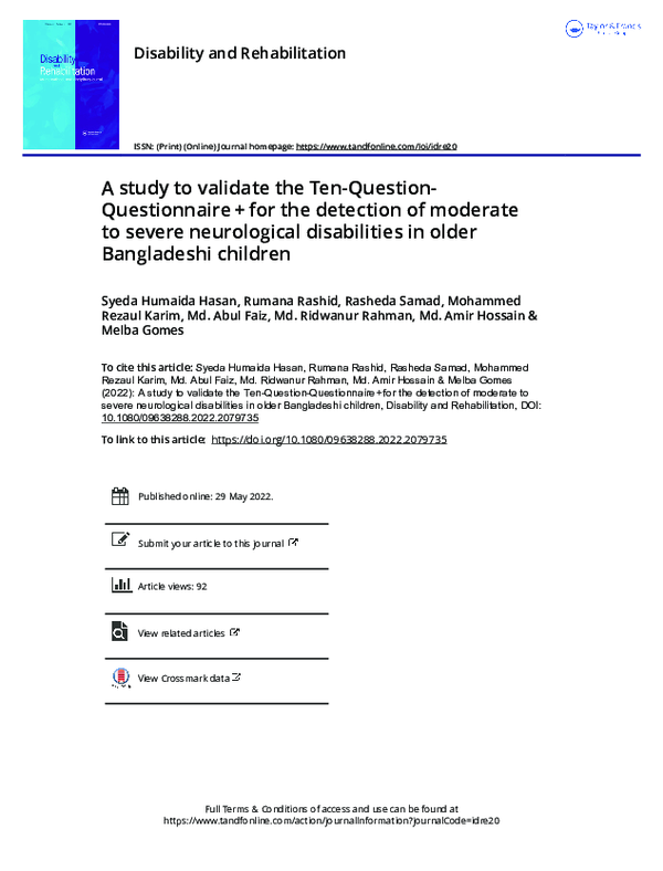 (PDF) A study to validate the Ten-Question-Questionnaire + for the ...