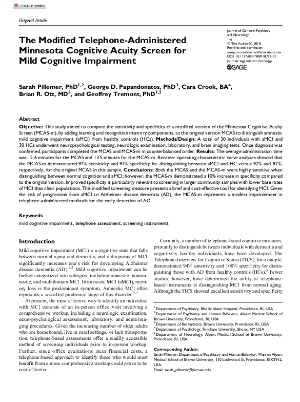(PDF) The Modified Telephone-Administered Minnesota Cognitive Acuity ...