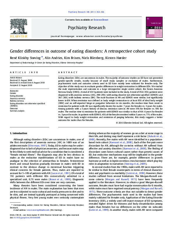 (PDF) Gender differences in outcome of eating disorders: A ...