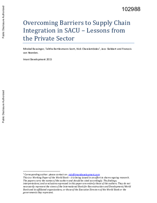 (PDF) Barriers to Supply Chain Integration in SACU nick
