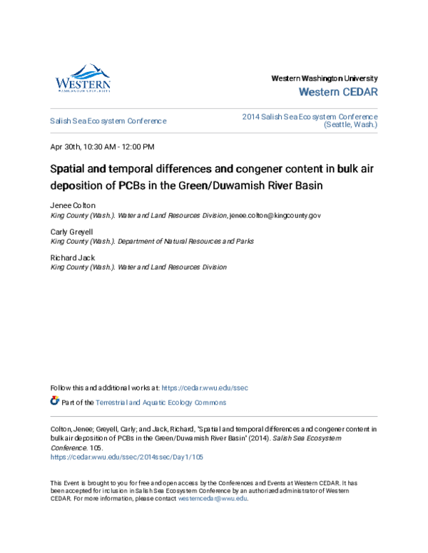 (PDF) Spatial and temporal differences and congener content in bulk air ...
