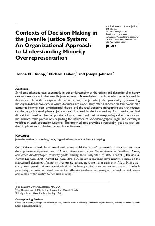 (PDF) Contexts of Decision Making in the Juvenile Justice System: An ...