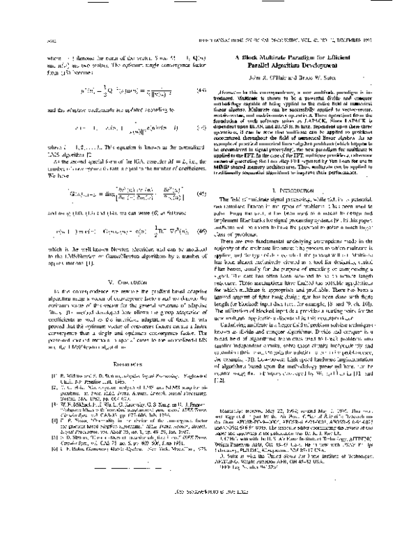(PDF) A block multirate paradigm for efficient parallel algorithm ...