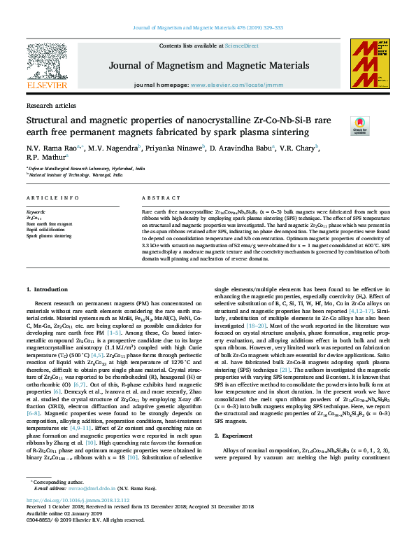 (PDF) Structural and magnetic properties of nano-crystalline FePd ...