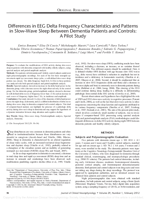 (PDF) Differences in EEG Delta Frequency Characteristics and Patterns ...