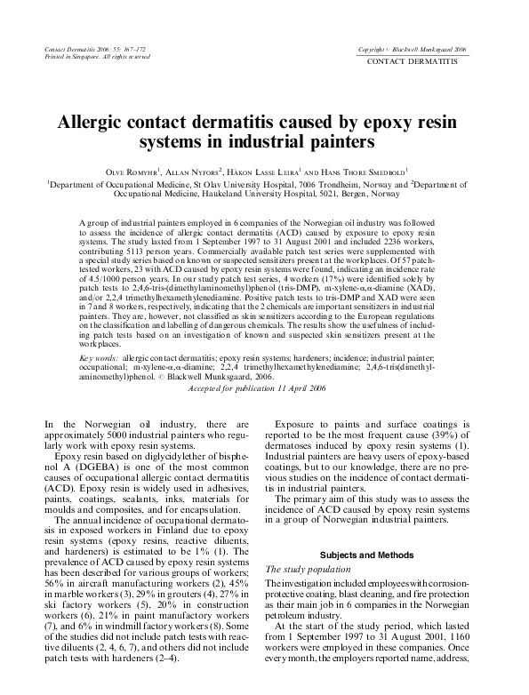 (PDF) Allergic contact dermatitis caused by epoxy resin systems in