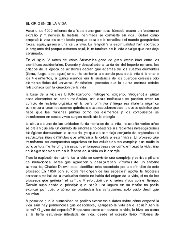 (DOC) ORIGEN DE LA VIDA RESUMEN ROBERTO ANTONIO SANDOVAL MARTINEZ