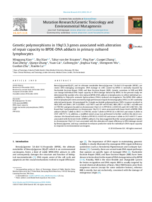 (PDF) Genetic polymorphisms in 19q13.3 genes associated with alteration ...