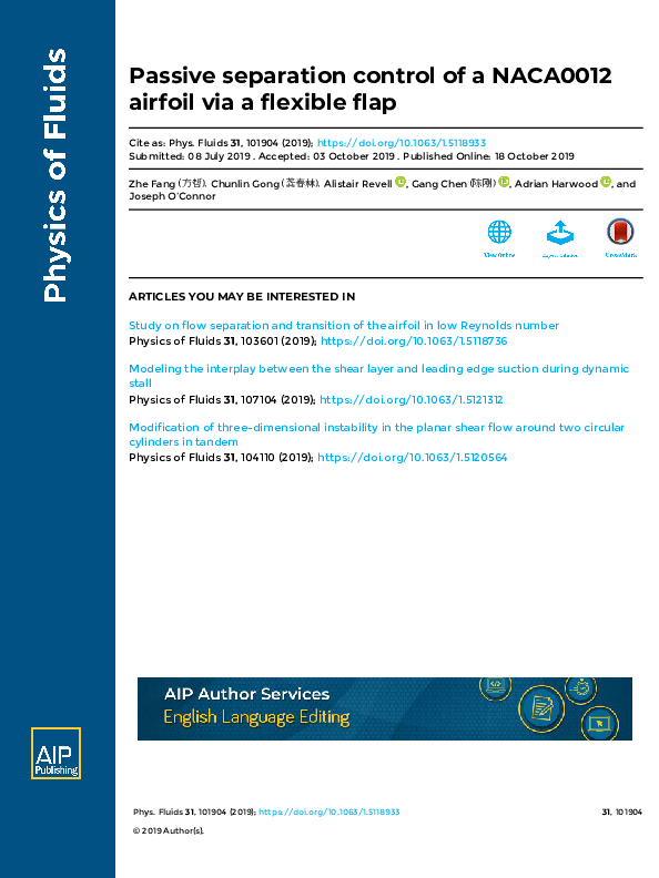 (PDF) Passive separation control of a NACA0012 airfoil via a flexible flap