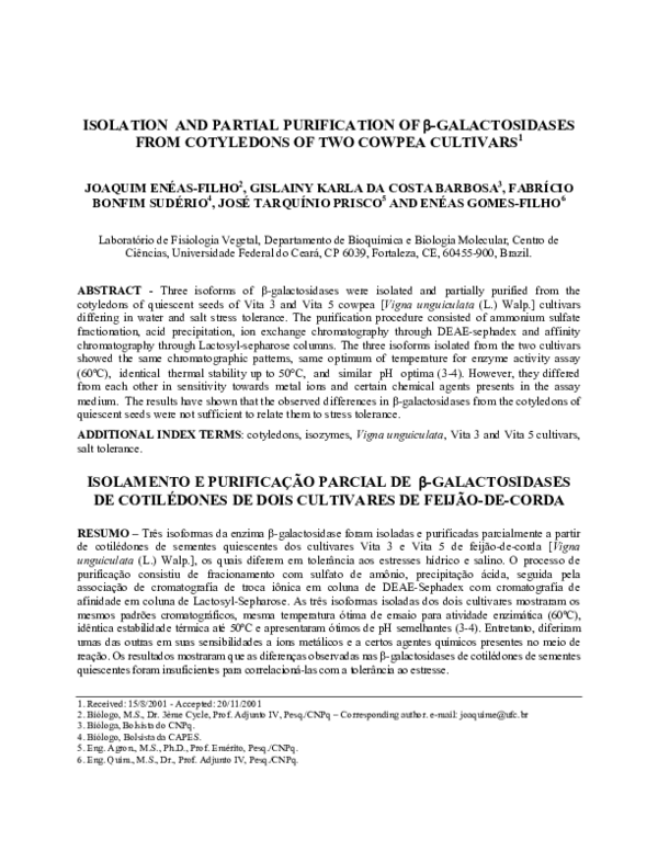 (PDF) Isolation and partial purification of beta-galactosidases from ...