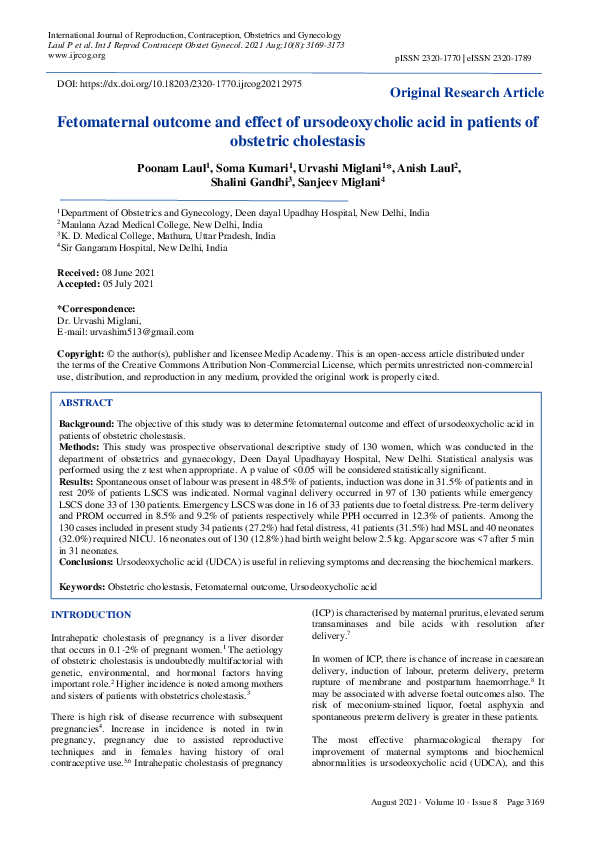 (PDF) Fetomaternal outcome and effect of ursodeoxycholic acid in ...