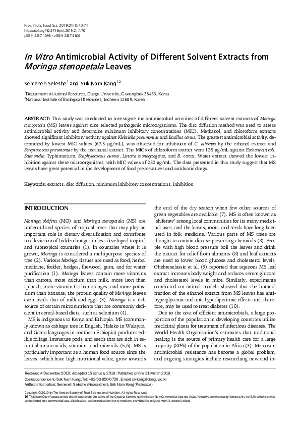 (PDF) In Vitro Antimicrobial Activity of Different Solvent Extracts ...