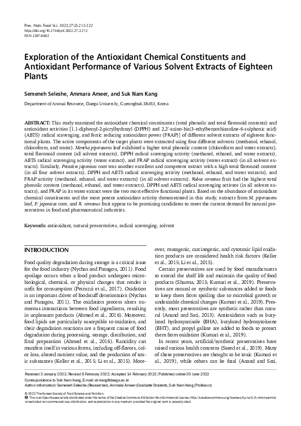 (PDF) Exploration of the Antioxidant Chemical Constituents and ...
