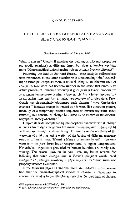 (PDF) The difference between real change and mere Cambridge change