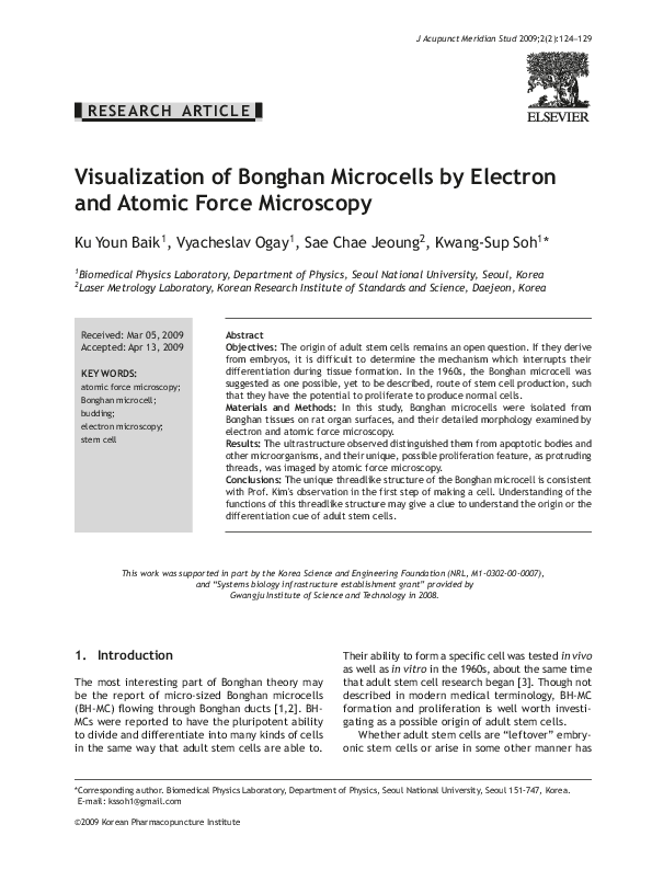 (PDF) Visualization of Bonghan Microcells by Electron and Atomic Force ...