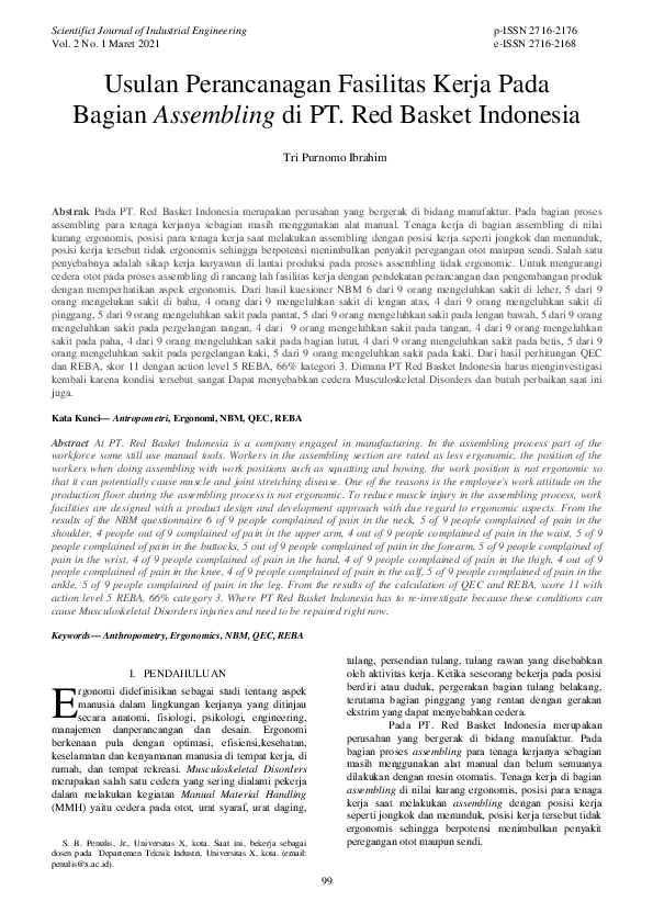 (PDF) Usulan Perancanagan Fasilitas Kerja Pada Bagian Assembling di PT
