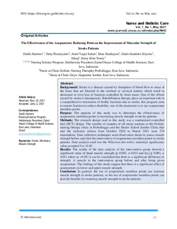 (PDF) The Effectiveness of the Acupuncture Reducing Point on the ...