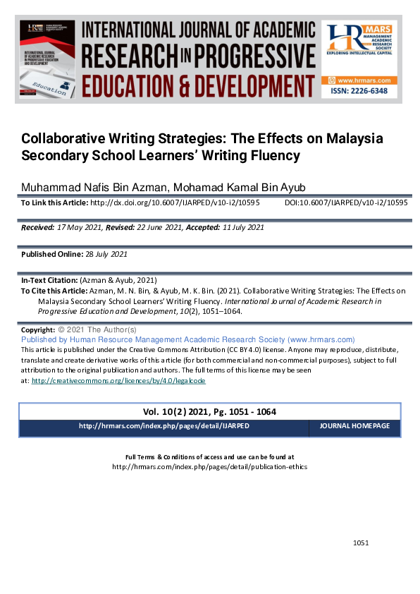 (PDF) Collaborative Writing Strategies: The Effects on Malaysia ...