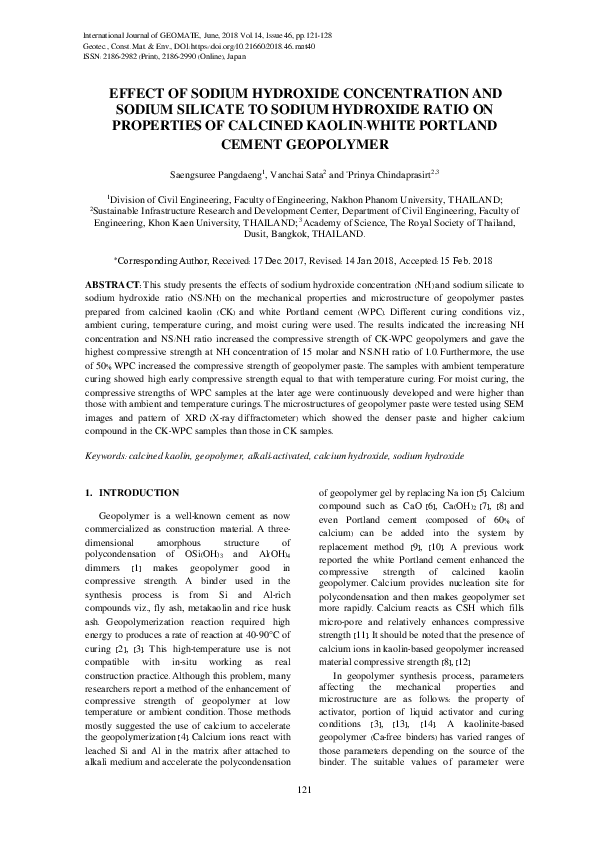 (PDF) Effect of Sodium Hydroxide Concentration and Sodium Silicate to ...