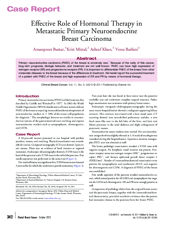 (PDF) Effective Role of Hormonal Therapy in Metastatic Primary