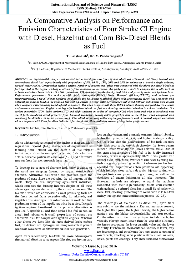 (PDF) A Comparative Analysis on Performance and Emission ...