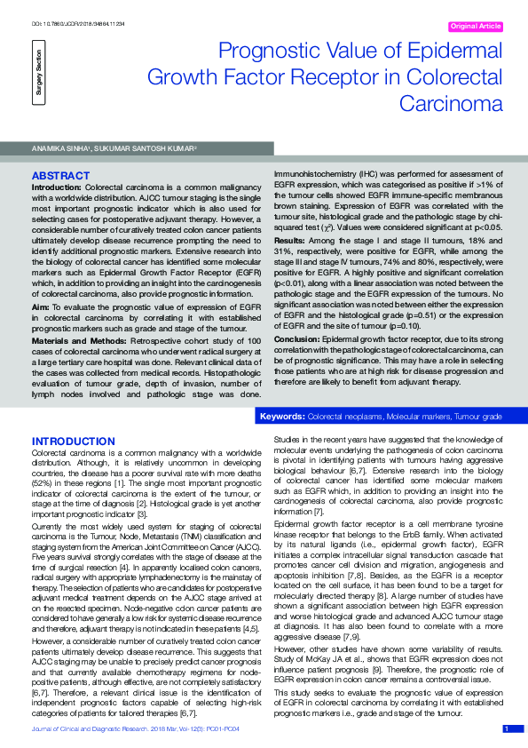 (PDF) Prognostic Value of Epidermal Growth Factor Receptor in ...