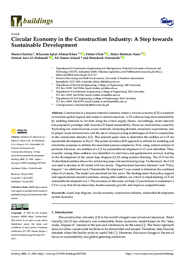 (PDF) Circular Economy in the Construction Industry: A Step towards ...