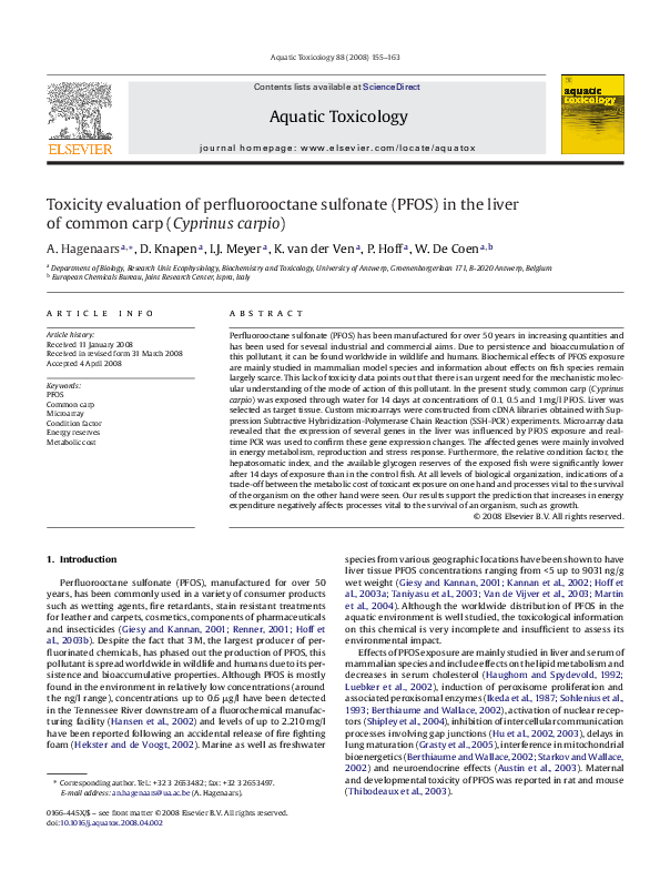 (PDF) Toxicity evaluation of perfluorooctane sulfonate (PFOS) in the ...