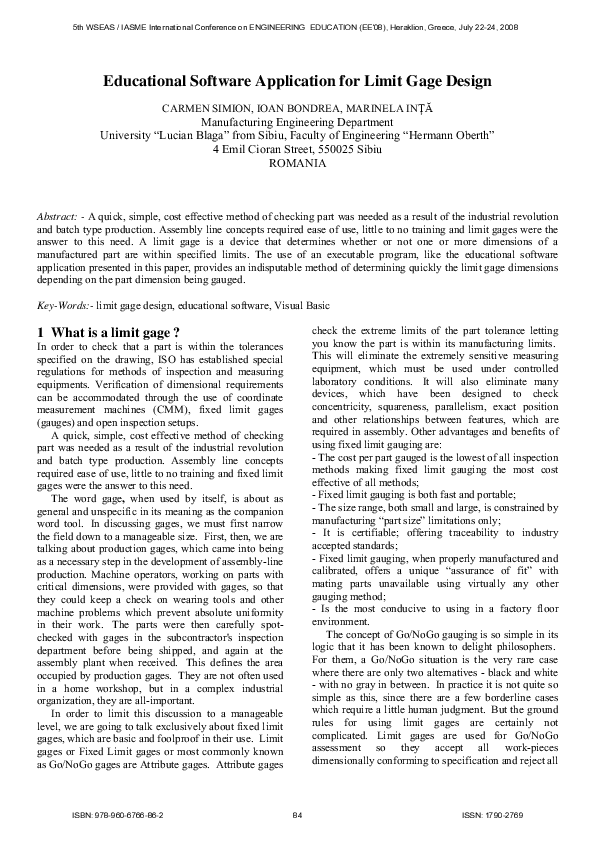 (PDF) Educational software application for limit gage design