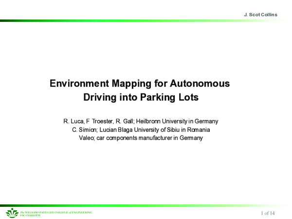 (PDF) Environment mapping for autonomous driving into parking lots