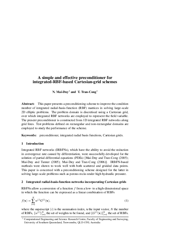 (PDF) A simple and effective preconditioner for integrated-RBF-based ...