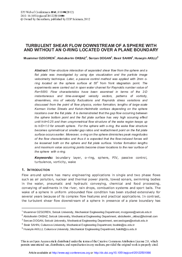 (PDF) Turbulent shear flow downstream of a sphere with and without an o ...