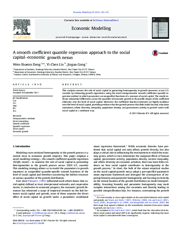 (PDF) A smooth coefficient quantile regression approach to the social ...